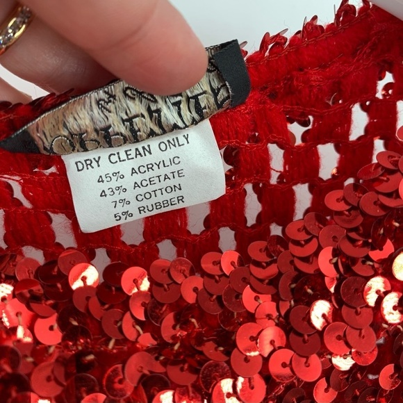 Vintage Sequin Stretch Disco Red‎ Top - Picture 3 of 12
